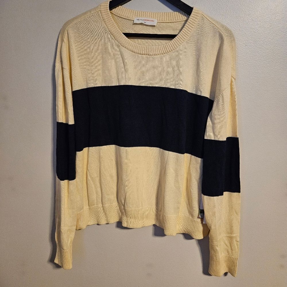 Known Supply Sweater Palmer Stripe Sun Fade Blue Stripe Organic Cotton Casual - Picture 2 of 12